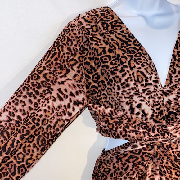 Anthropologie Cut Out Midi Dress in Brown Motif Brown animal print MP NWT - Picture 9 of 17